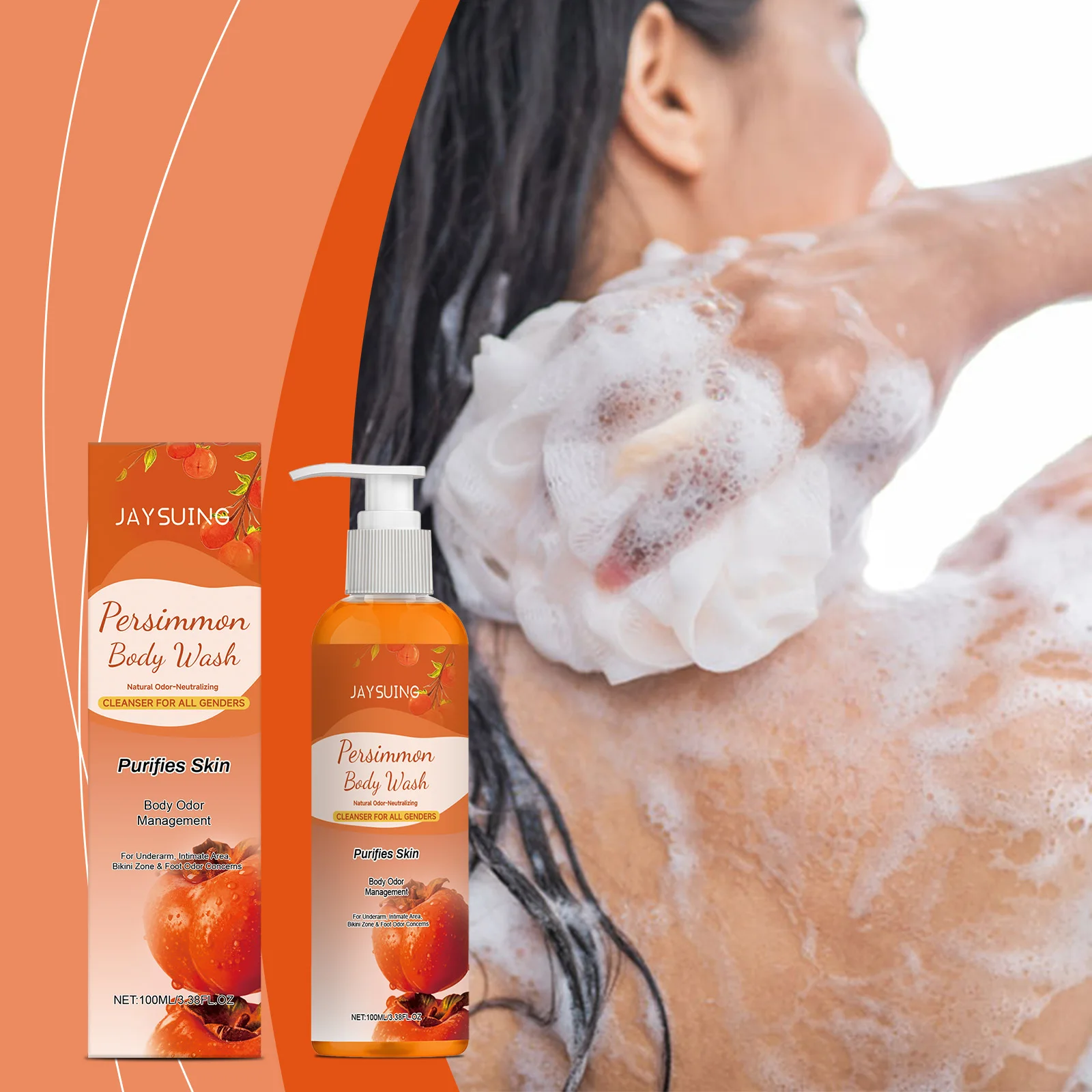 Persimmon Fragrance Body Cleanser, Removes Dirt & Surplus Body Grease, Refreshing AfterShower Sensation, Silky Soft Texture