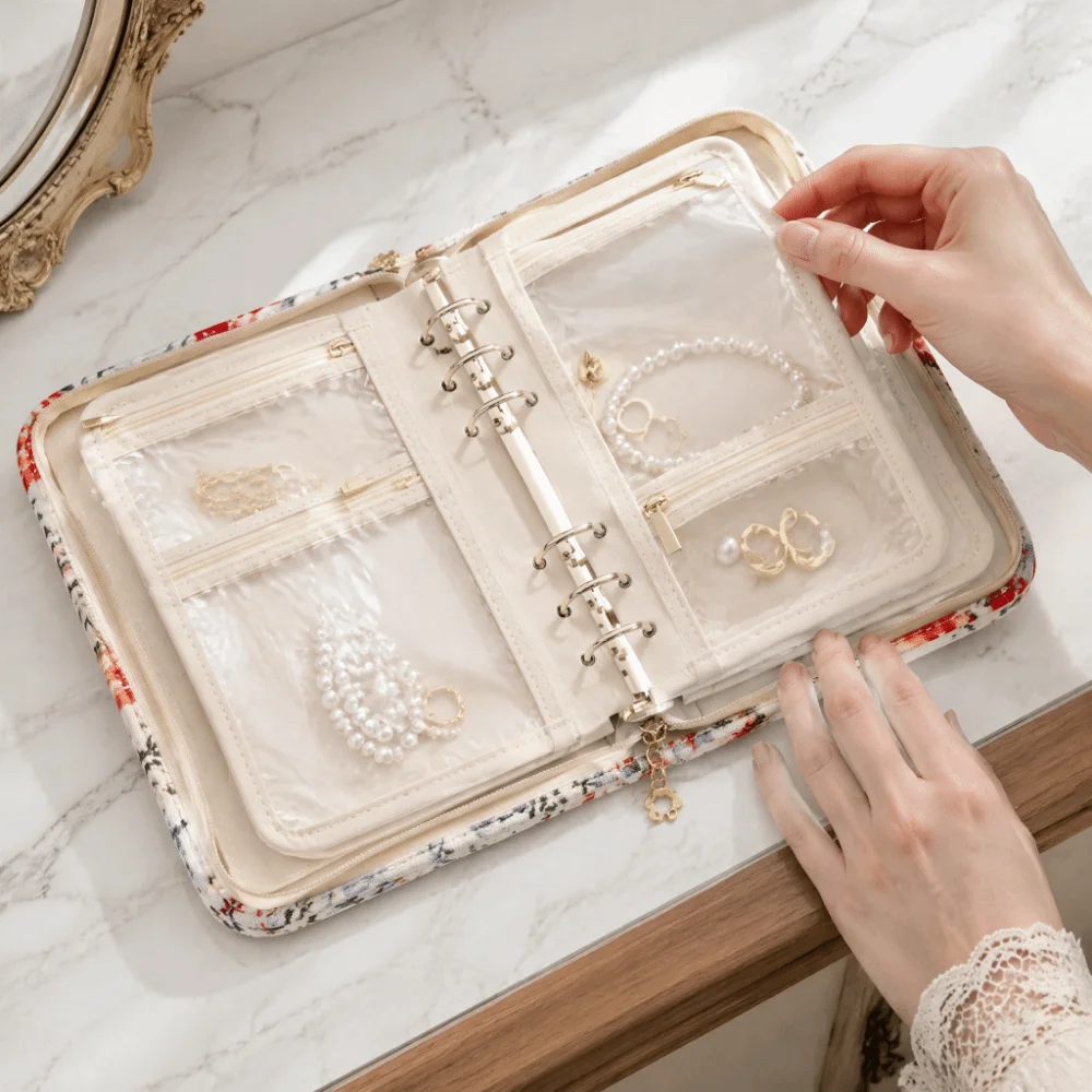 Multi-Functional Portable Jewelry Storage Bag 5pcs Detachable Pouches Anti-Scratch Jewelry Anti-Oxidation Bag with Zipper