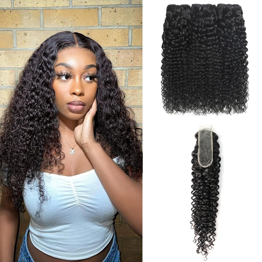 14A Curly Bundles With Closure Human Hair HD Transparent Lace  Remy Raw Virgin, 2x6 6x6 13x6 Closure With Bundles
