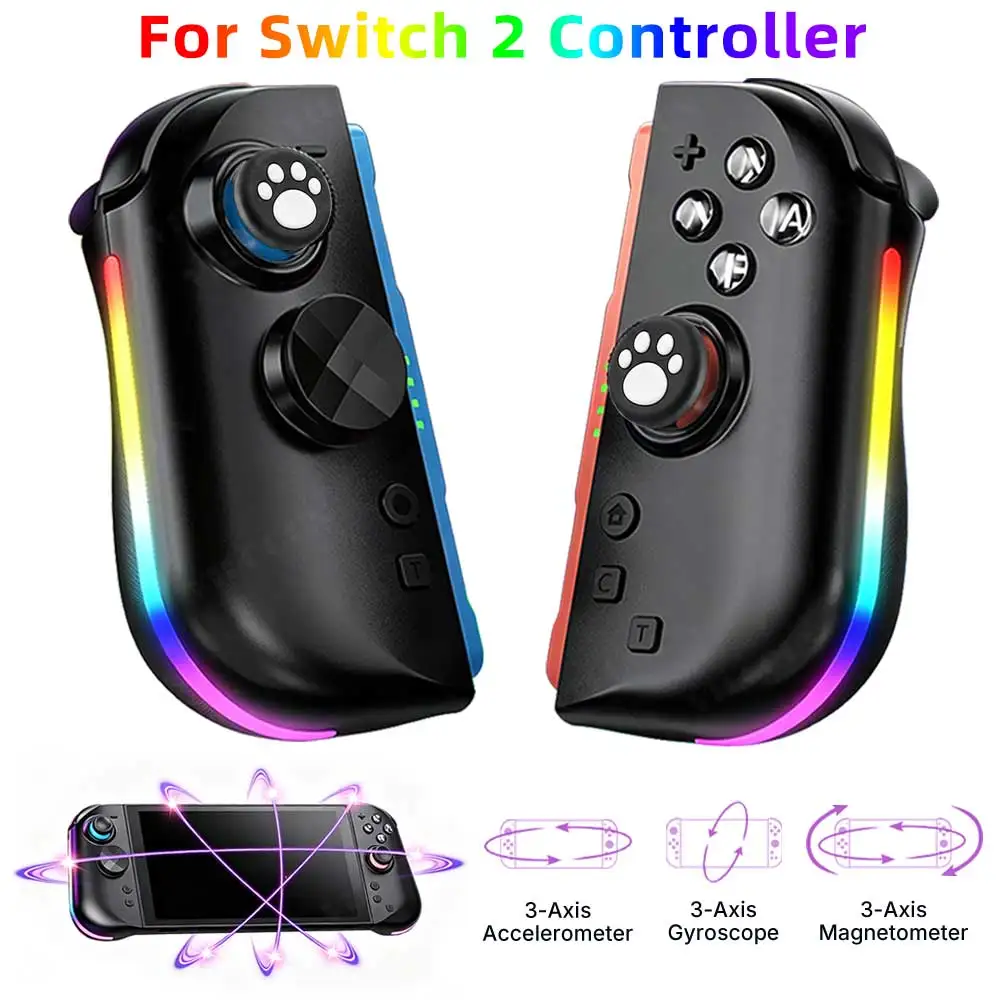RGB Wireless Joy Controller For Switch 2 Joystick One-Key Wake up Magnetic Gamepad For NS2 Joypad with Turbo Macro Programming
