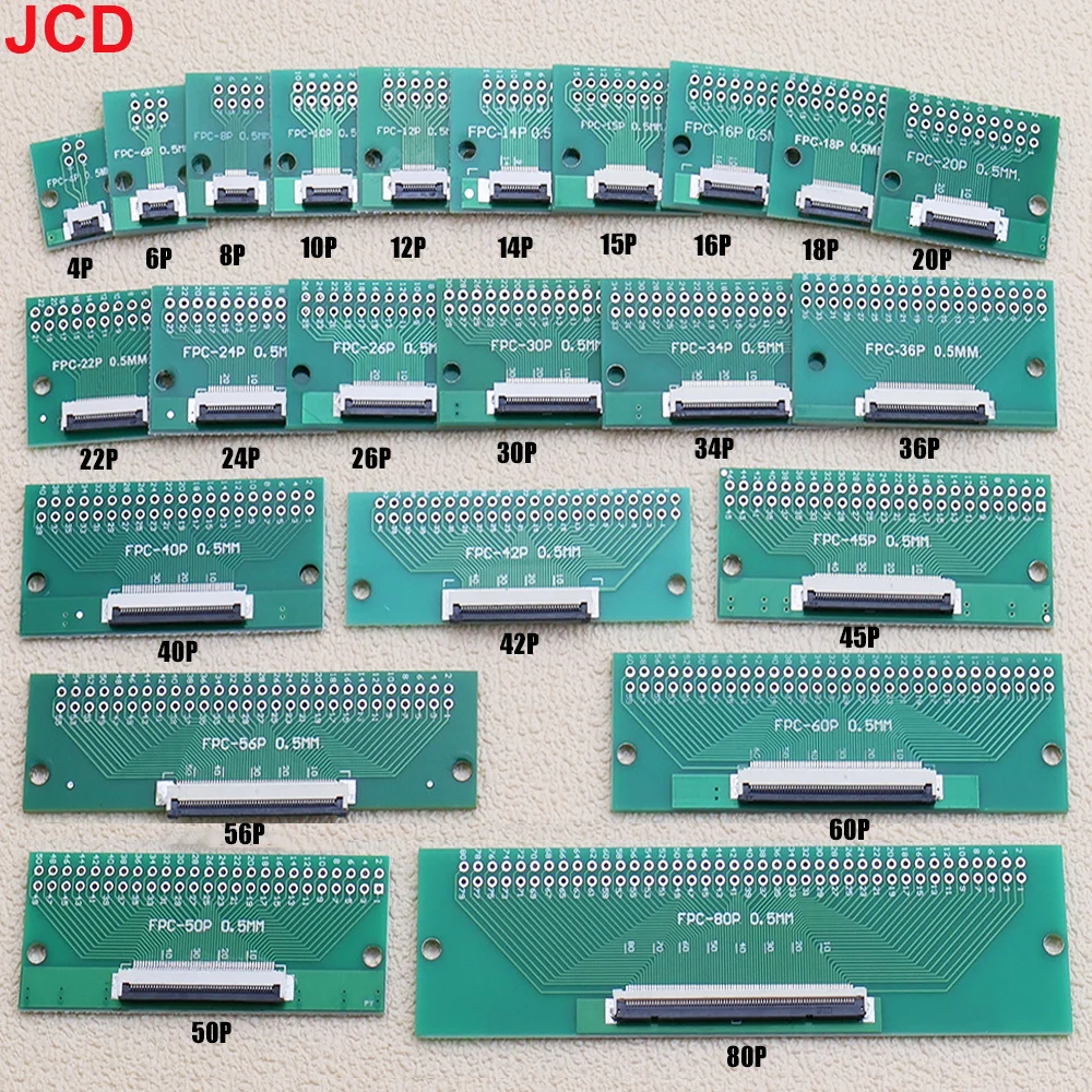 JCD 1pcs FPC/FFC Adapter Board 0.5/1.0mm To 2.54mm Soldered Connector 4/6/8/10/12/14/15/16/18/20/22/24/26/3040/45/50/56/60/80Pin