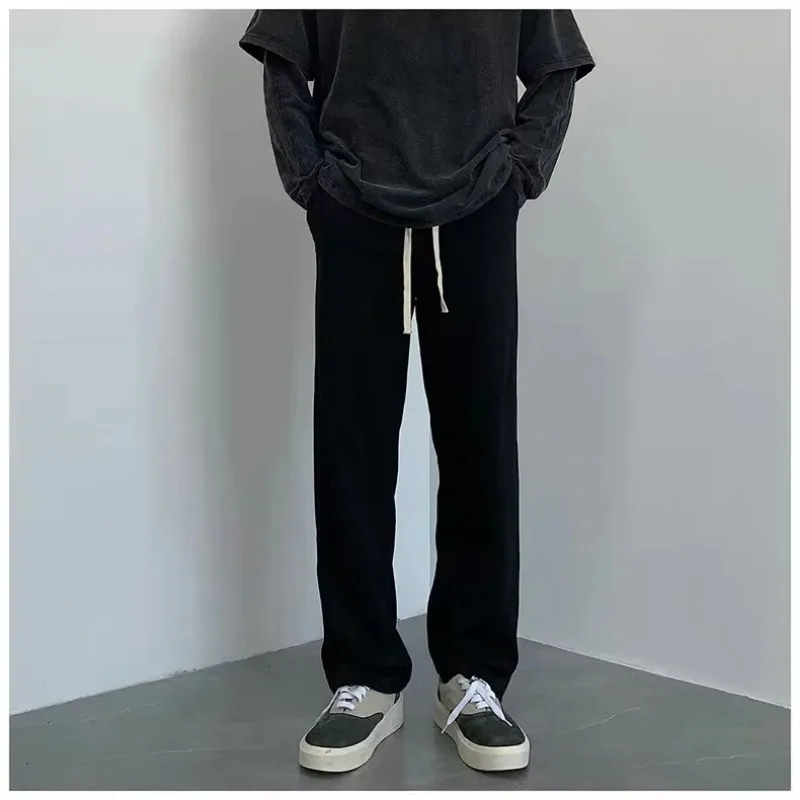 Men Women Unisex High Waist Drawstring Loose Straight Leg Casual Sports Sweatpants