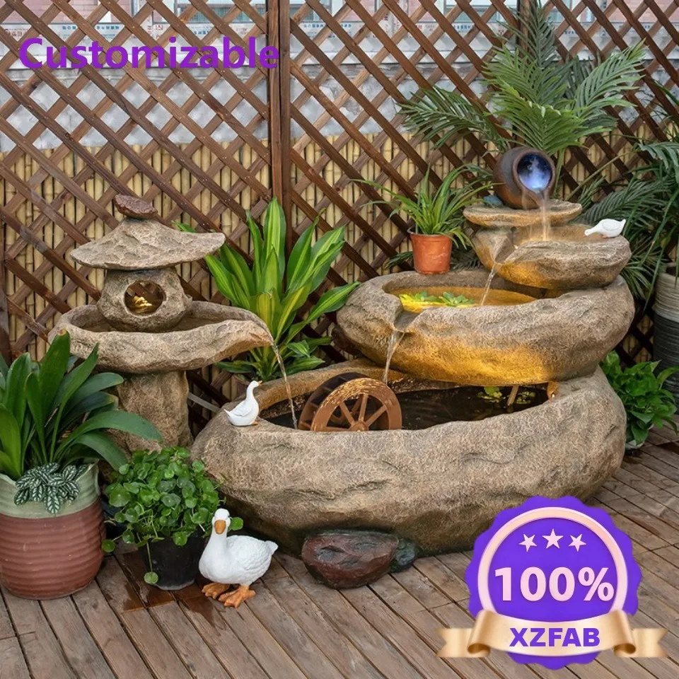 Factory Direct 2026 Outdoor Balcony Fish Pond Courtyard Water Fountain Landscape Recirculating Water Aquarium Finished Water Fea