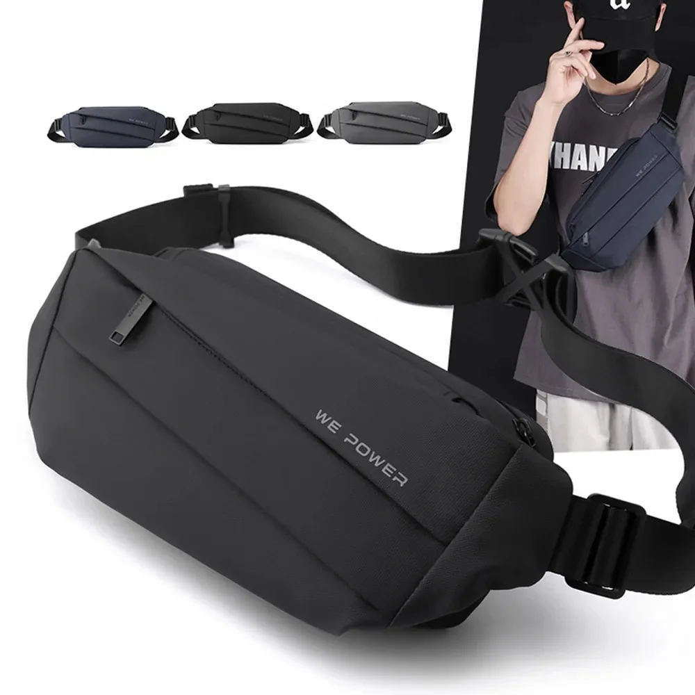 2026 New Men Fashion Waist Pack Waterproof Nylon Belt Bag Crossbody Sling Chest Bum Hip Bag for Outdoor Sports Travel