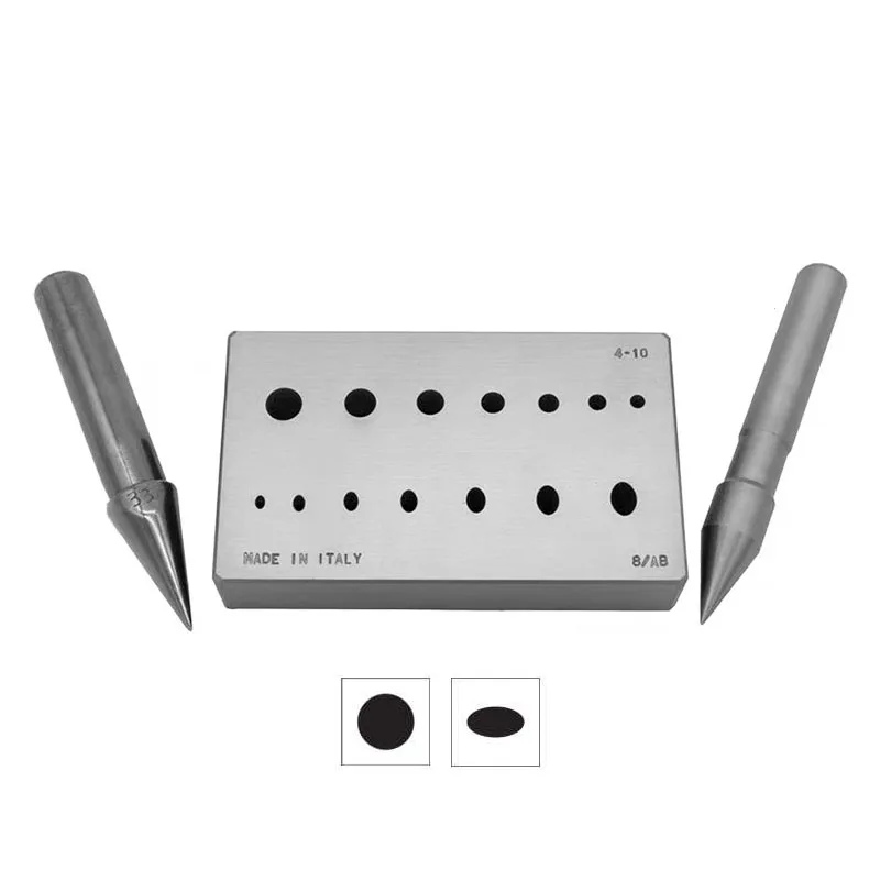 OMO Italy Combination Bezel Block Set 8/AB Dual Round & Oval Shape 4-10mm 75% Ratio with 2 Matching 17 Punches