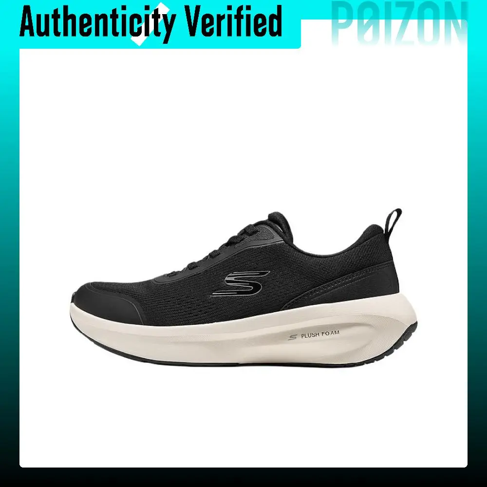 Skechers Plush Foam Breathable Support Rebound Low-top Running Shoes Women's Black White 150572-BKW