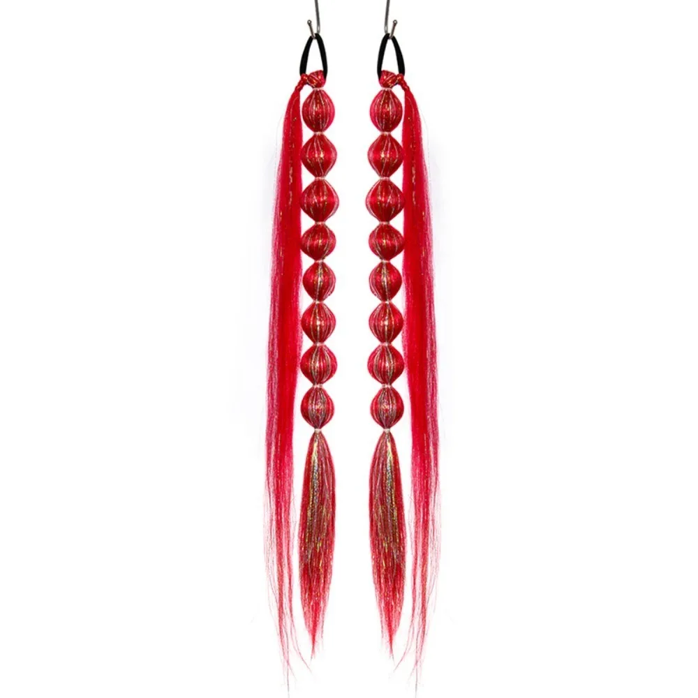 2pcs Laser Bubble Braided Hair Bright Silk Mixed Long Lantern Bubble Synthetic Hair Extension Braids with Hair Tie