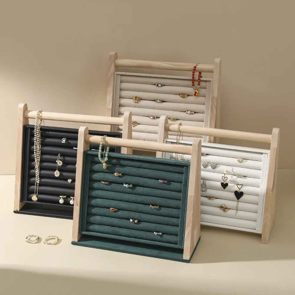 Solid Wood Three-dimensional Rings Earrings Earring Necklaces Bracelets Display Shelves Jewelry Storage Display Shelves