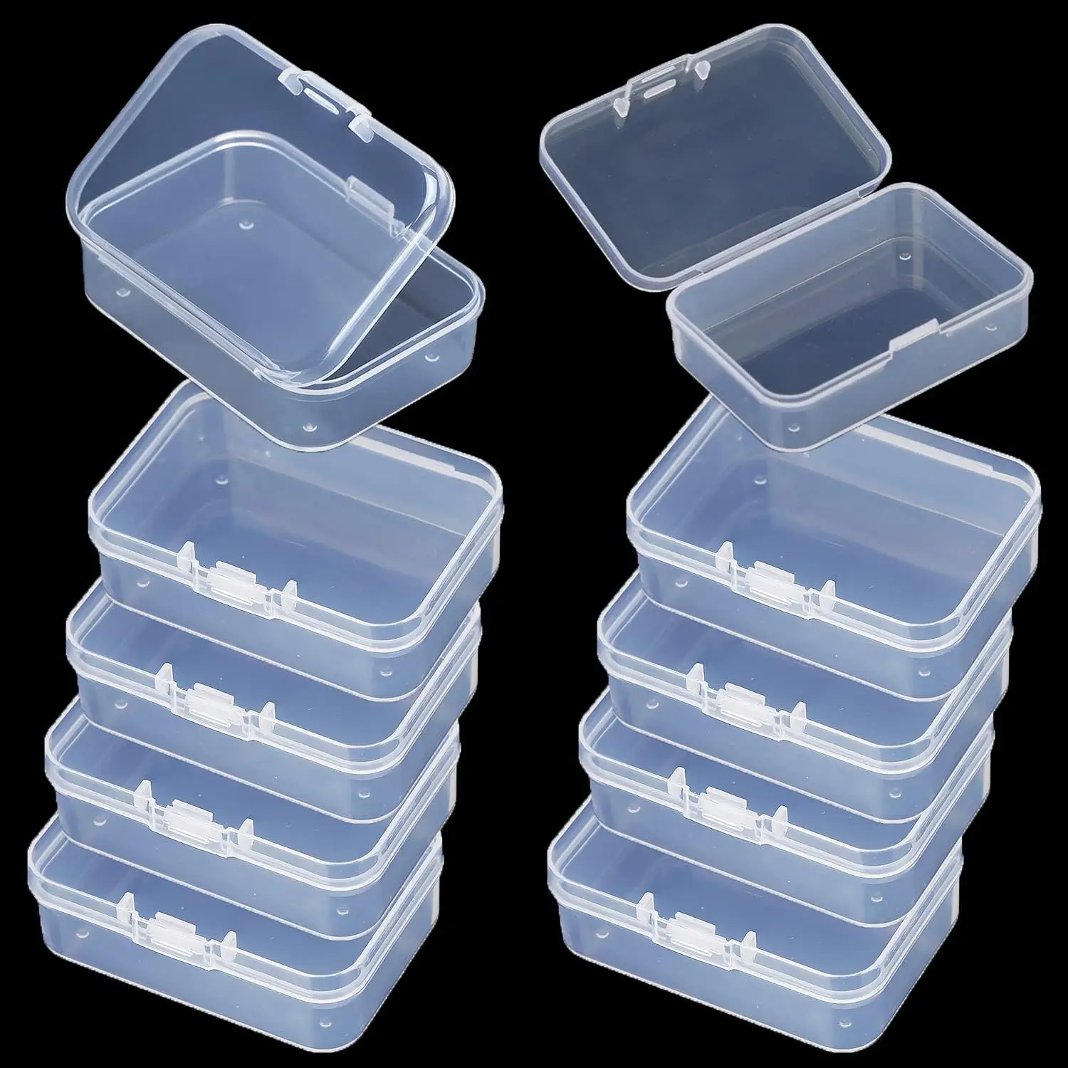 A Set of 10 Small Transparent Plastic Storage Boxes, Perfect for Organizing Beads, Jewelry, Earplugs,Crafts,Nail Art Decorations
