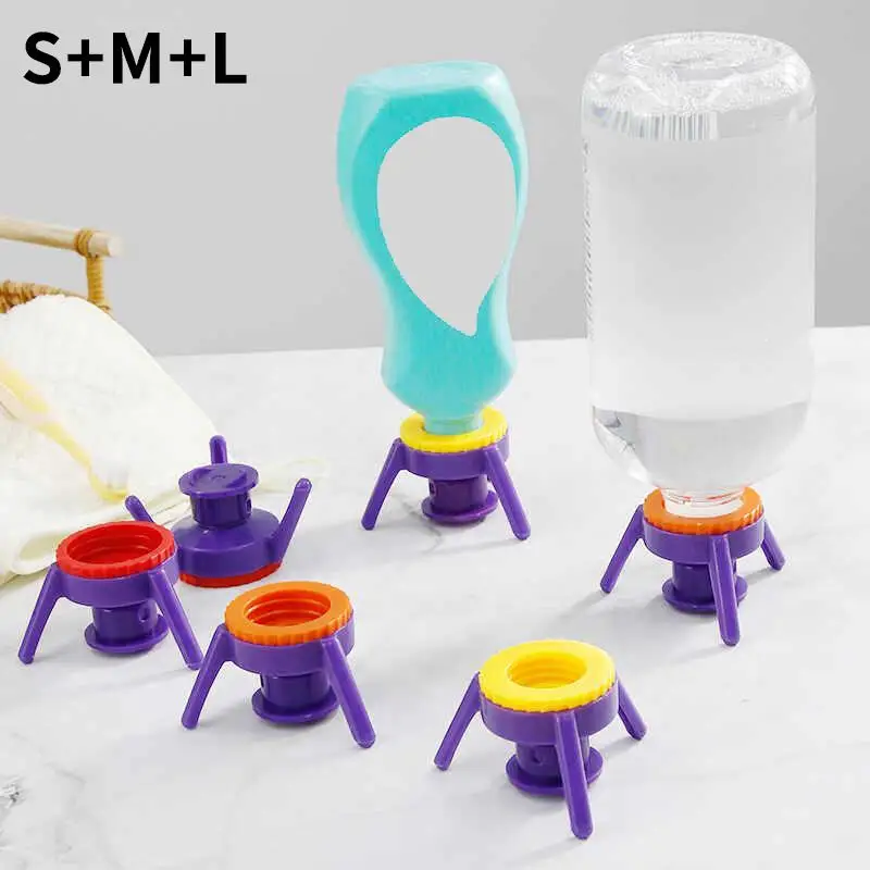 3Pcs Plastic Bottle Upside Down Drain Holder With 3 Different Sizes And Stable Tripod Design For Kitchen Bathroom Organization