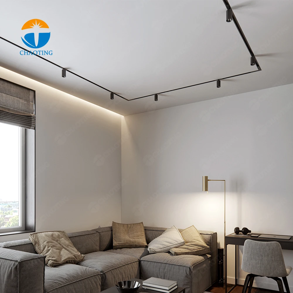 Modern Surface Hanging Ceiling Commercial Linear Adjustable Spotlight Led Spot Track Lights 2 Wire Magnetic Rail Lighting System