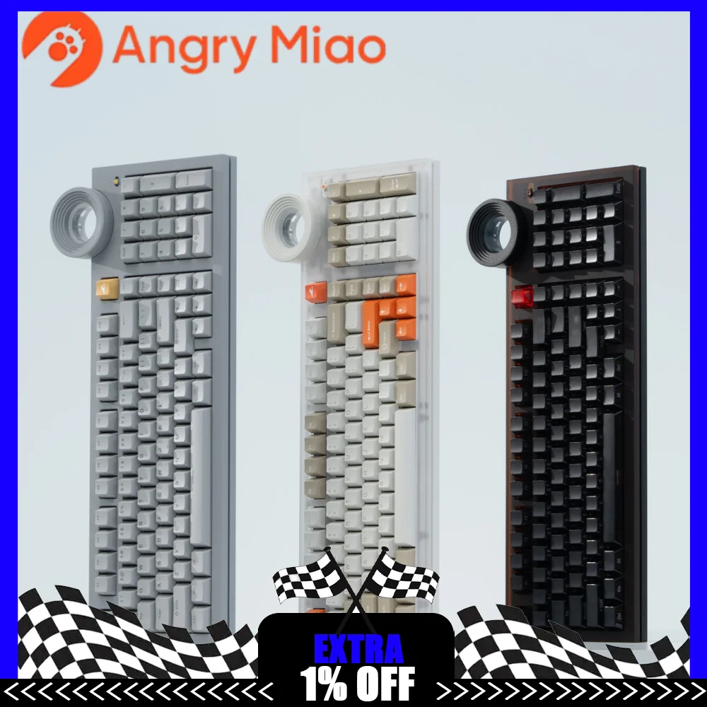 Angry Miao ATM98 Mechanical Keyboard 3mode Wireless DRY STUDIO Design Star Ring Control Knob CNC Aluminum Shell Silent Keyboard