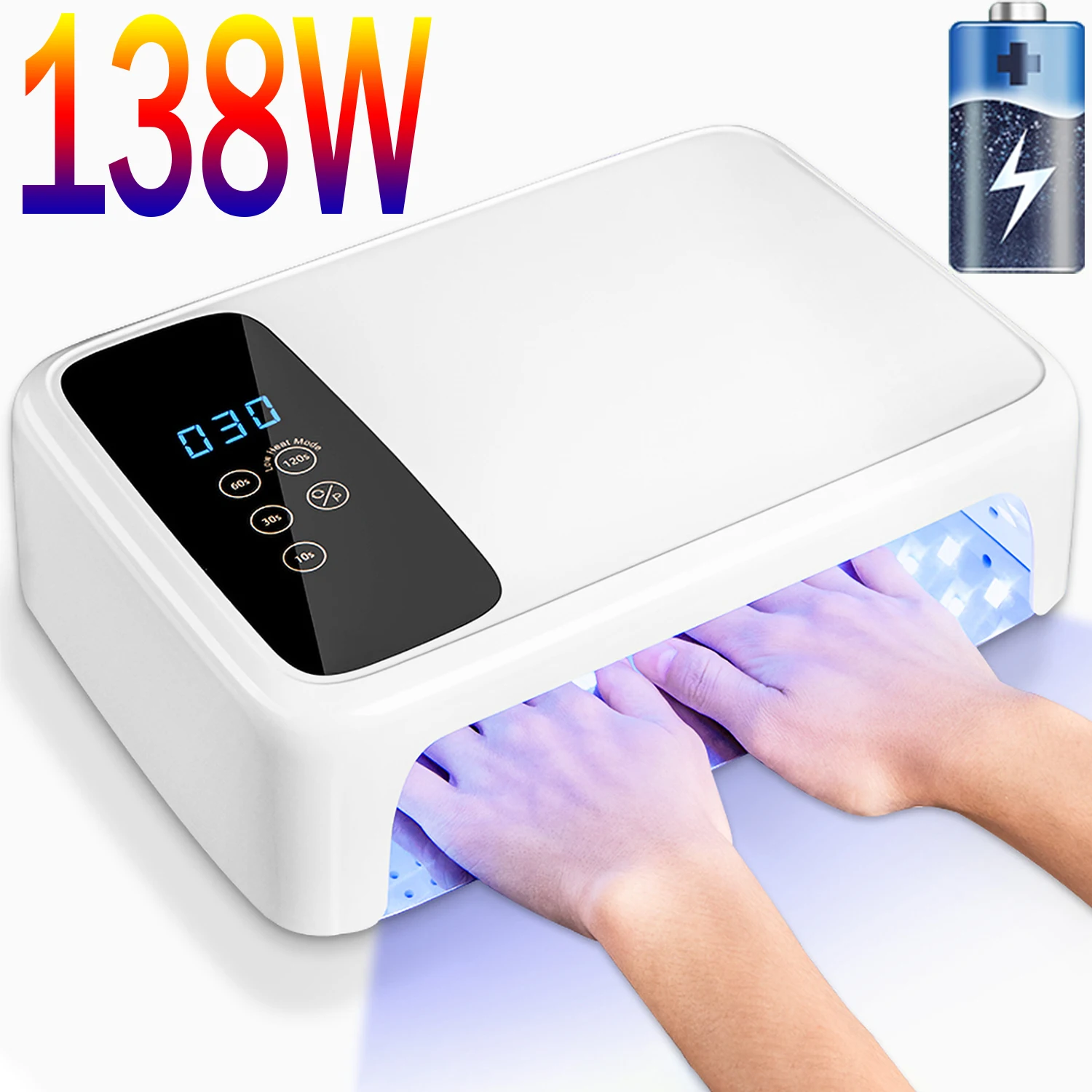 Wireless Led Nail Lamp UV 72W Rechargeable 15600mAH Professional Gel Dryer Nail Polish Curling Lamp for All Gel Polish