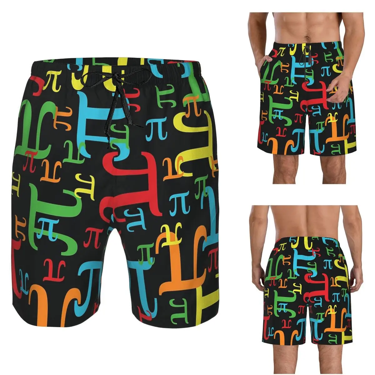 Pieces Of Pi (Dark Neon) Trunks Beach Board Shorts Casual Quick Dry Swim Summer Men Pants