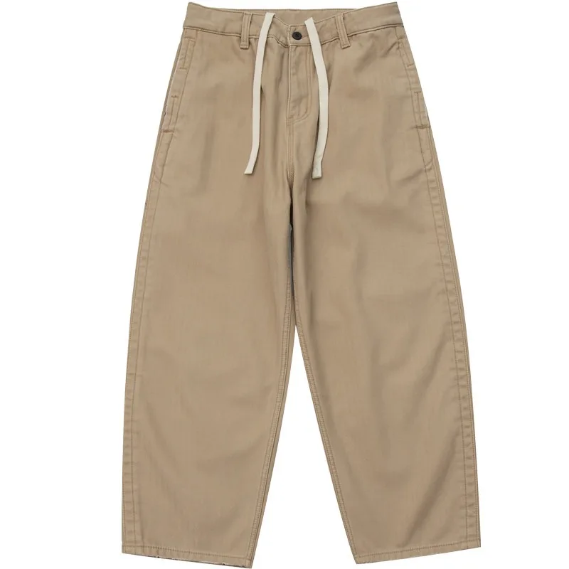 Autumn Simple Composite Thick Herringbone Twill Fabric for Warmth Casual Straight Leg Pants for Men and Women