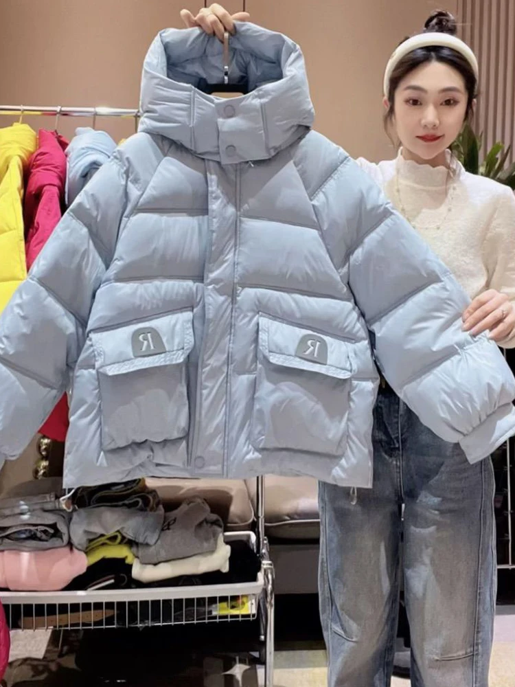 Cotton jacket for women in winter 2025 new Korean style loose fashion high-end letter print thick down cotton jacket
