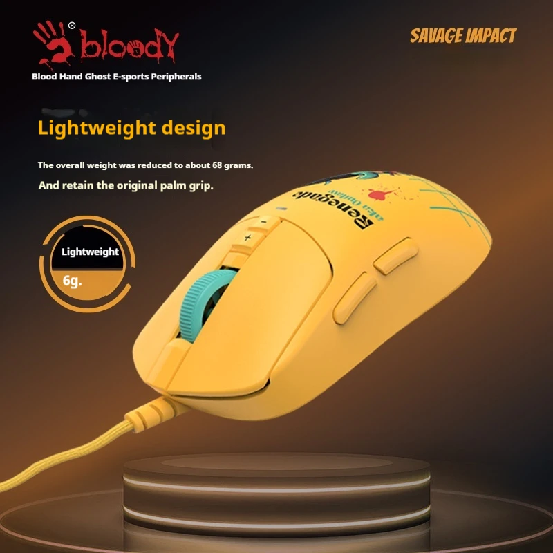 A4Tech Bloody Savage Impact ES72Ultra Lightweight Gaming Wired Mouse USB Ergonomic Design 20Kdpi FPS CSGO E-sports Gaming Mouse