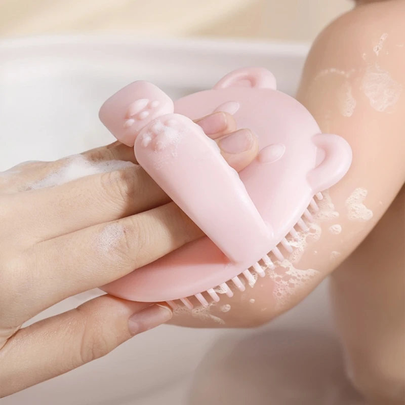 J15U Infant Bathing Brush Silicone Bristles Promotes Scalp Nonslip Handle Design