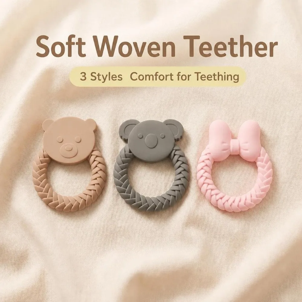 Silicone Teething Toy for Babies Animal Theme Baby Accessories Teething Ring Relief Chew Toy Soft Teether for Toddler