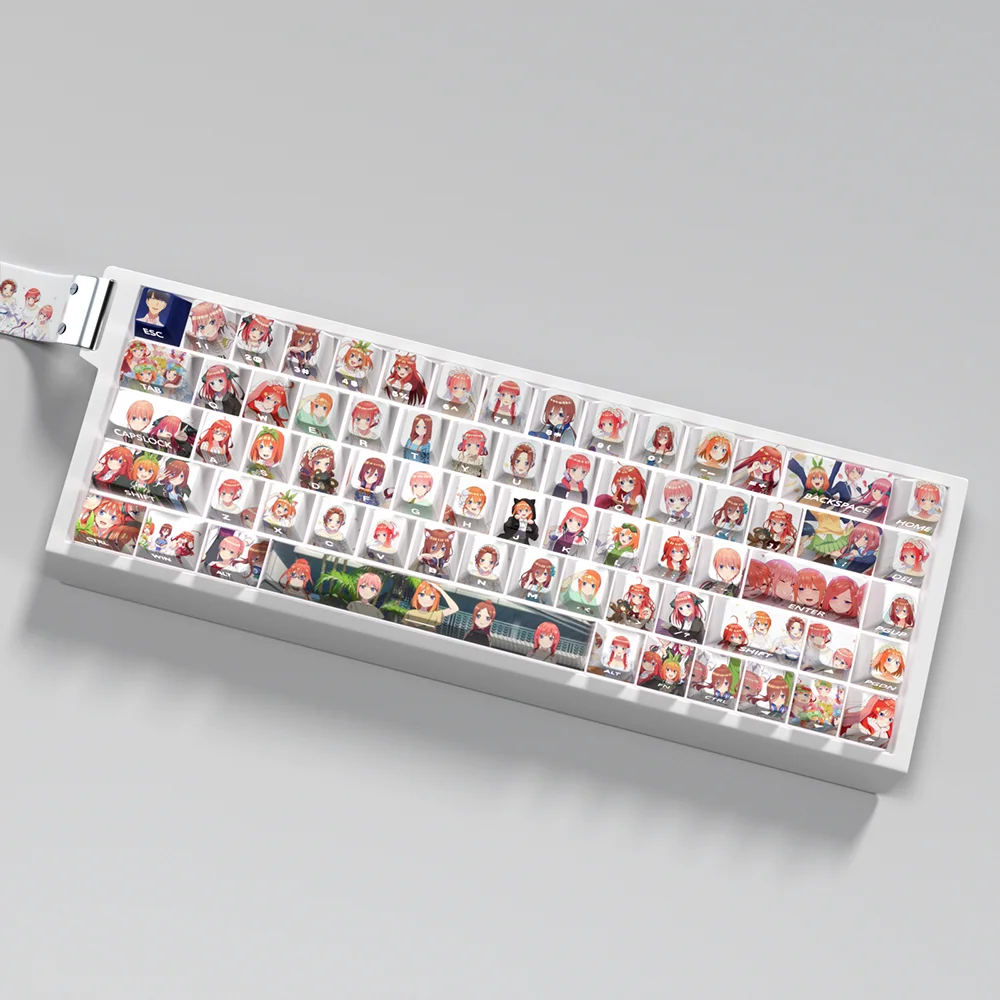 Anime Five Equal Flowers Theme Keycaps PBT Cherry Profile Dye-sublimation KeyCaps For Rs8 ATK Rs6 Ultra Ace68 Mad 60he Keyboarad
