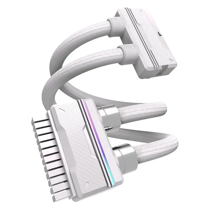 A53M-Synchronization Fully Modular 5V 24-Pin 90-Degree Bendable ARGB Lighting Suction Modular Cable 30CM White