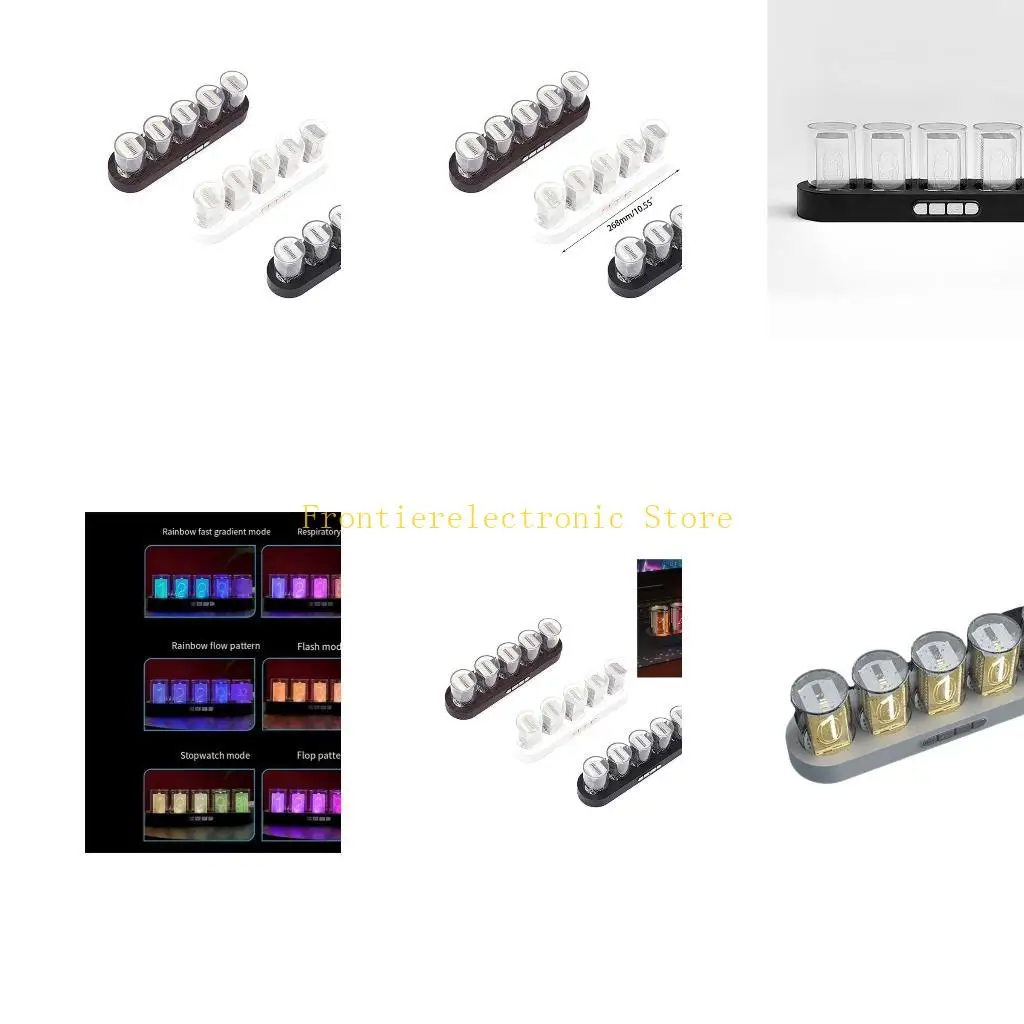 G8DB Simulation LED Glow Tube Clock Display Full Color RGB Retro Tube Clock with 16 Million Colors for Office Unique Gift