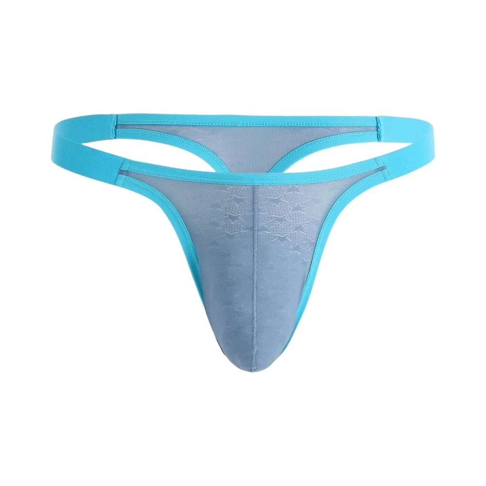 Men Thongs Sexy Underwear T-Back Underpants Breathable Ice Silk Briefs U Convex Pouch Thongs G-String Male Lingerie Panties