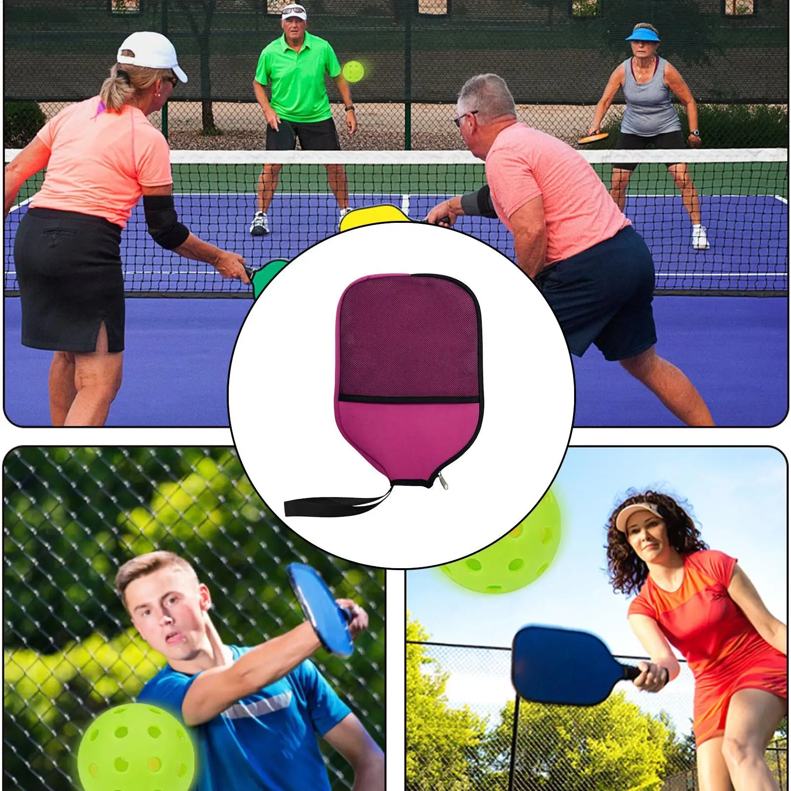 Pickleball Covers For Paddles Racket Cover Guard Storage With Mesh Pocket Pickleball Sleeve For Court Club Match Game Training