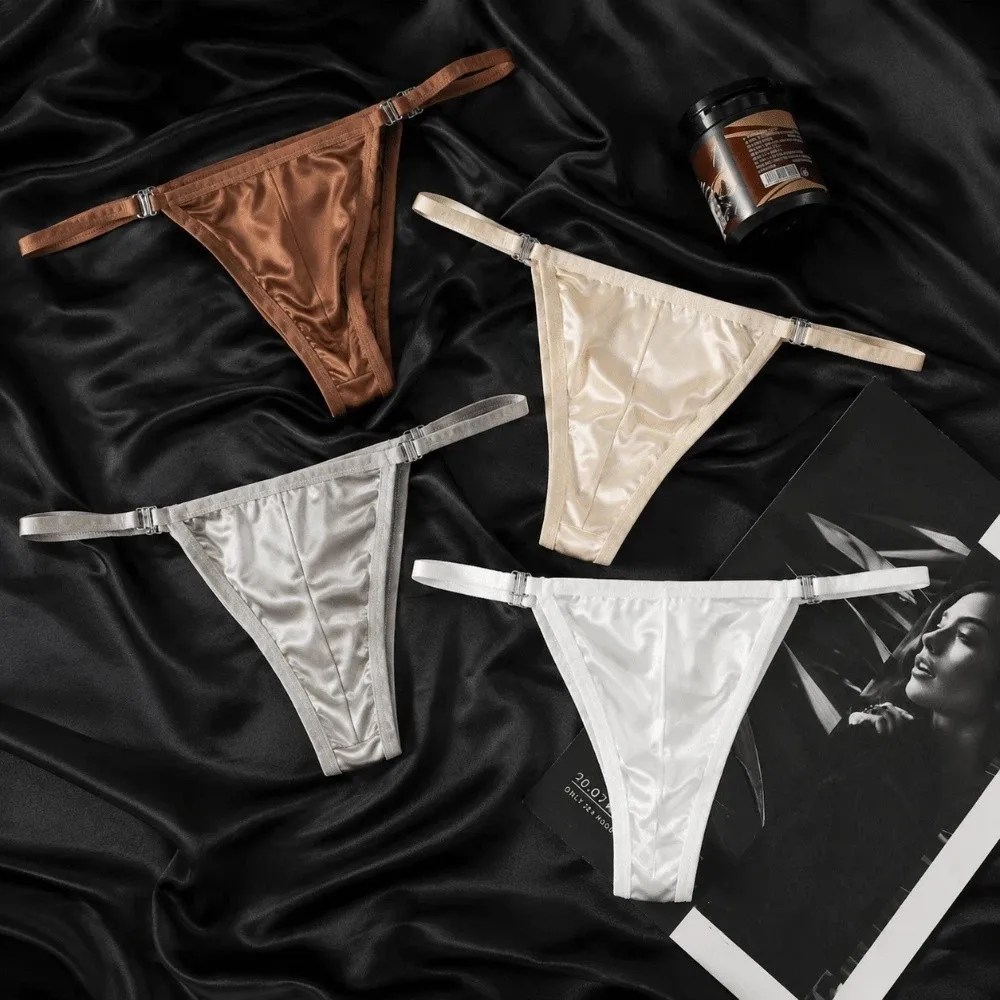 Underpants T-back Men Thong Low Waist Ice Silk Men Underwear Thin Belt U Convex Pouch Triangle Panties Youth