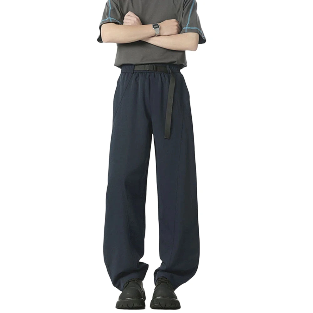 For Urban Street Style Black Men Wide Leg Pants Wide Leg Outdoor Pants Outdoor Street Wear Solid Color Pattern