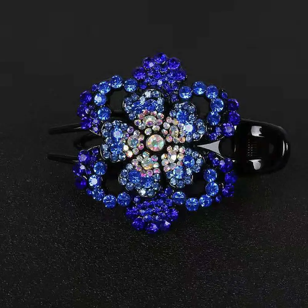 Shinning Elegant Hair Clip Female Headdress Hairpin Ponytail Holder Rhinestone Hair Claw Hair Accessories Flower Duckbill Clip