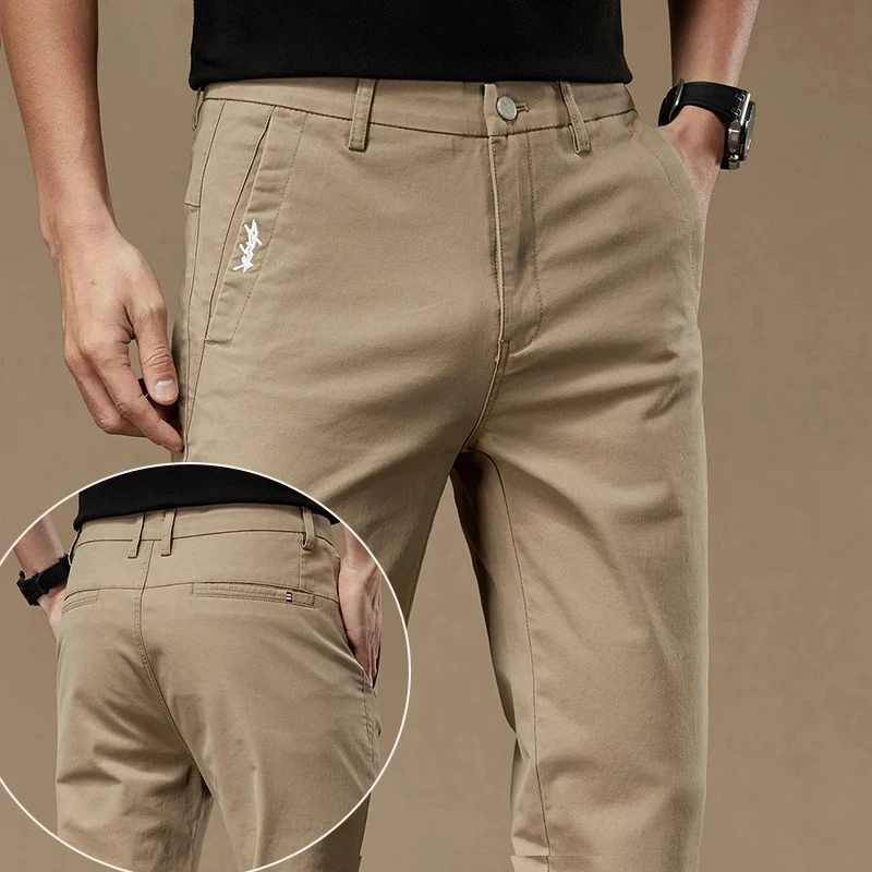 Men's Business Casual Trousers Men's 2026 Autumn New Men's Clothes Work Pants Male Formal Dress Straight Pants Black Gray Khaki