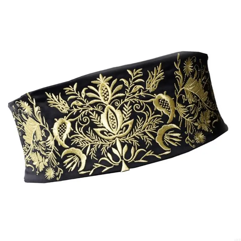 Classical Hanbiuk Costume Wide Belt Embroidered Floral Pattern Soft Fabric Design 