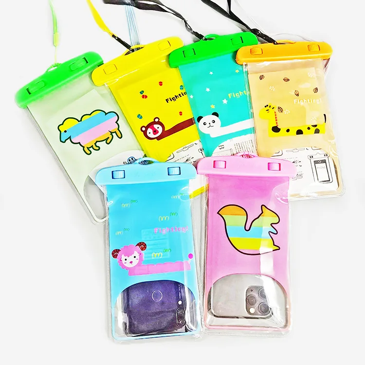 Cartoon Waterproof Phone Case PVC Transparent Waterproof Phone Pouch for Swimming Surfing Underwater Diving Dry Bag Phone Cover