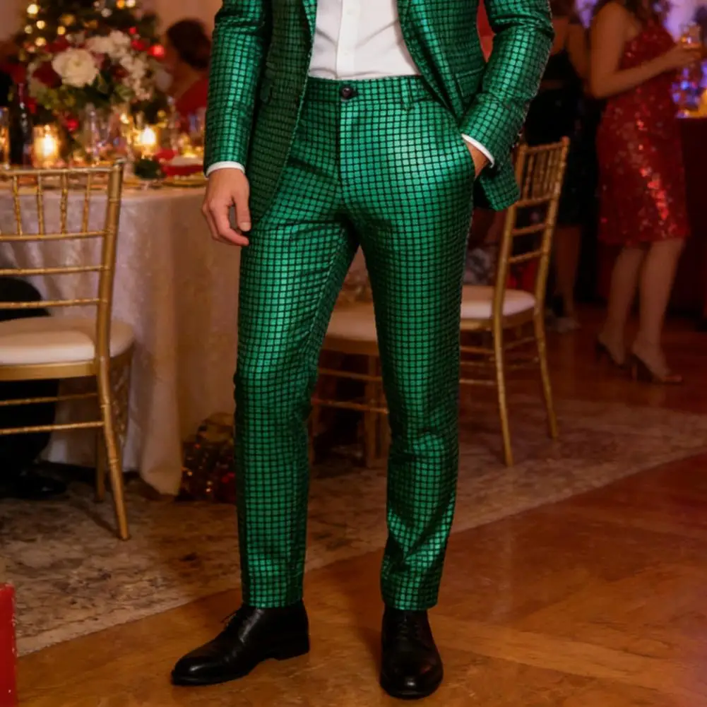 Men Sequin Suit Pants Sparkly Men's Gold-Plated Cool Nightclub Casual Trendy Pants Straight Leg Disco Trousers Men Party Pants