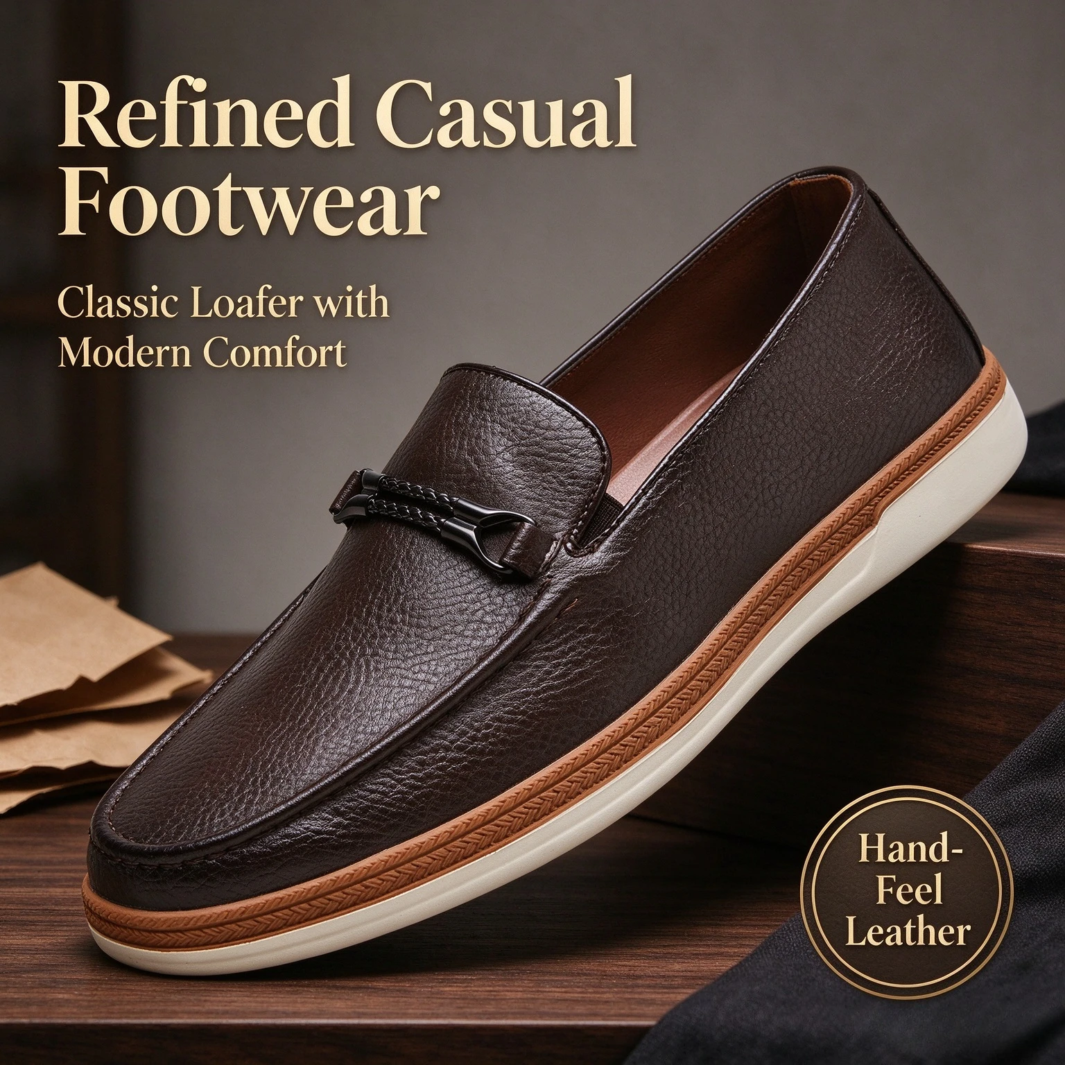Desaidb Men's Metal Buckle Loafers Color Block Flat Slip On Shoes Comfortable All Season Trendy Versatile Casual Dress Footwear