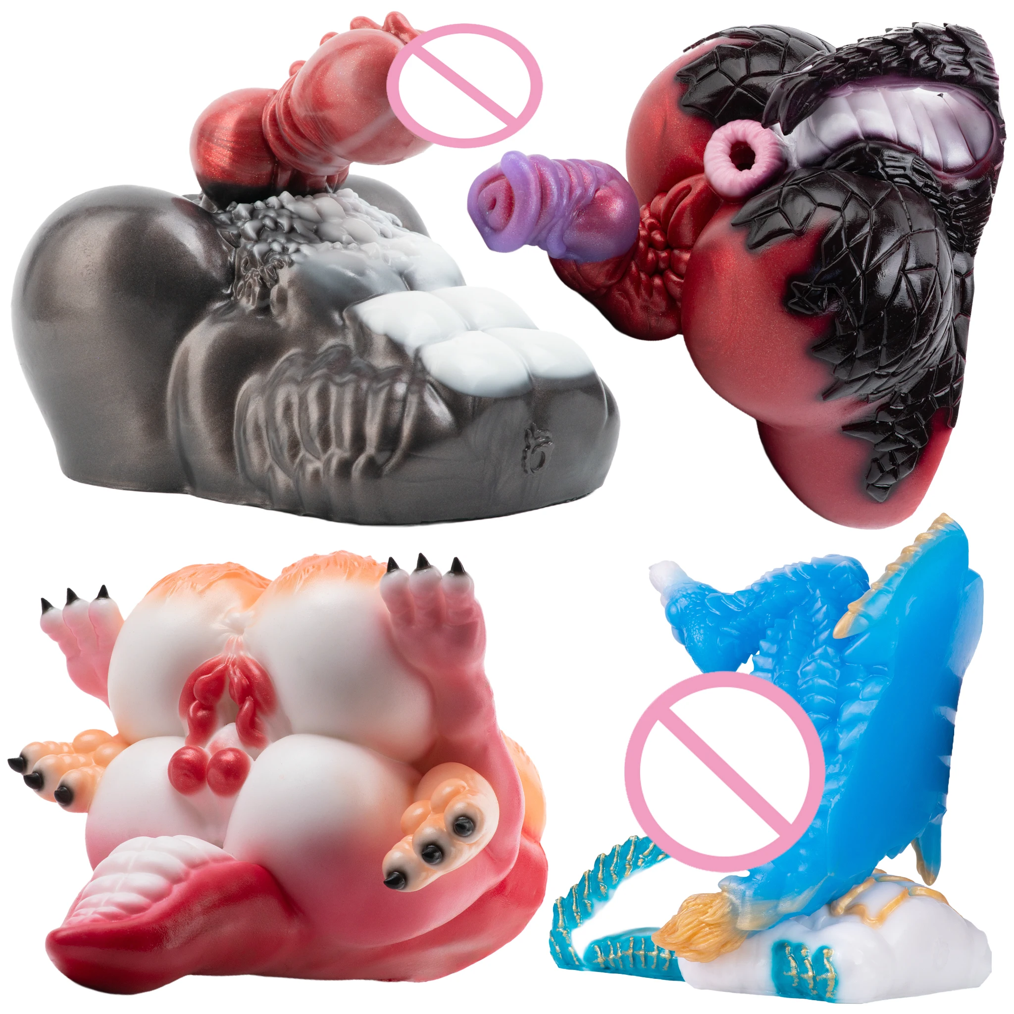 SHAZ Unisex Silicone Male Masturbator Onahole, Wolf Dragon Fox Beast Fantasy Sex Toys, Textured Tight Stroker, Real Stimulation