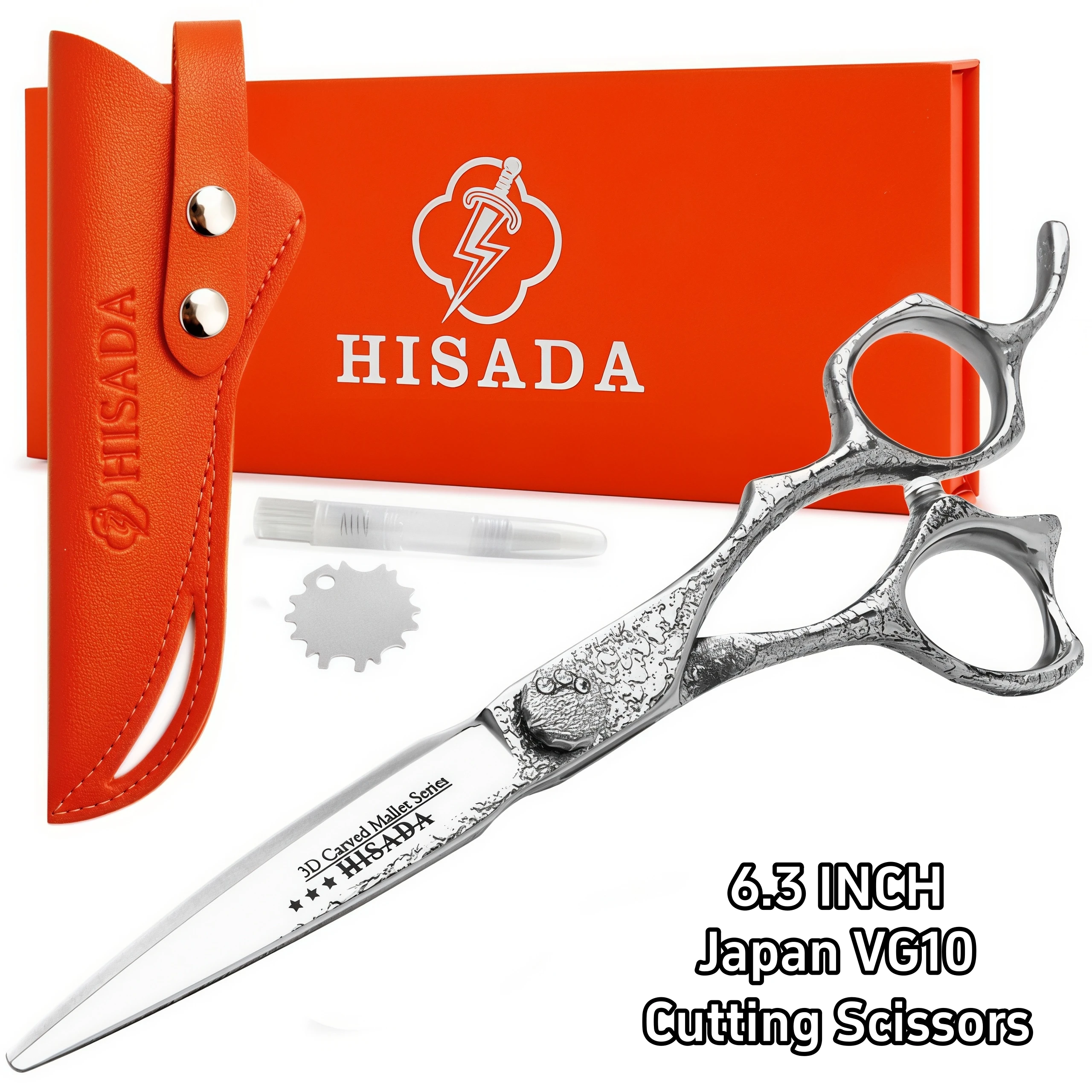 HISADA Hair Cutting Scissors,Japanese handmade VG10 steel hair scissors 6.3 inchConcave and convex design barber scissors