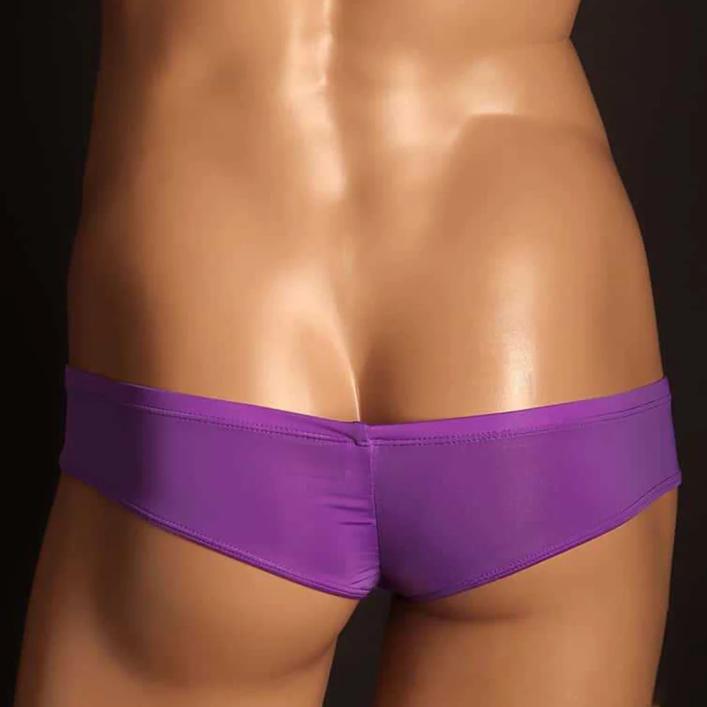 Men Sexy Ice Silk Cooling High Stretch Bulge Pouch Panties Shorts Low Waist Underwear Mini Bikini Briefs