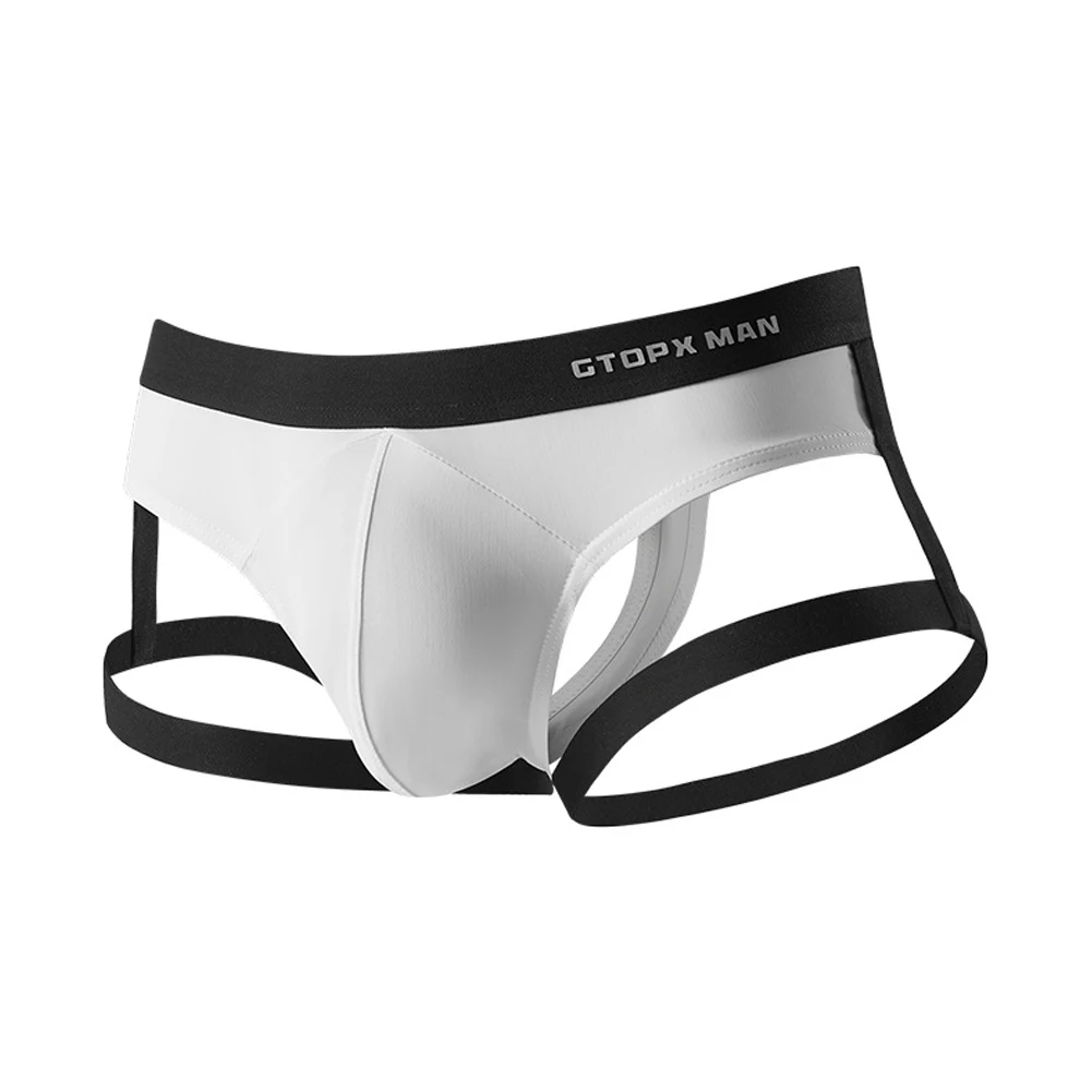 Mens Open Butt Thong Lingerie Soft Jockstrap Breathable Underwear Backless Briefs U Convex Underpants Thong Bikini Calzoncillos
