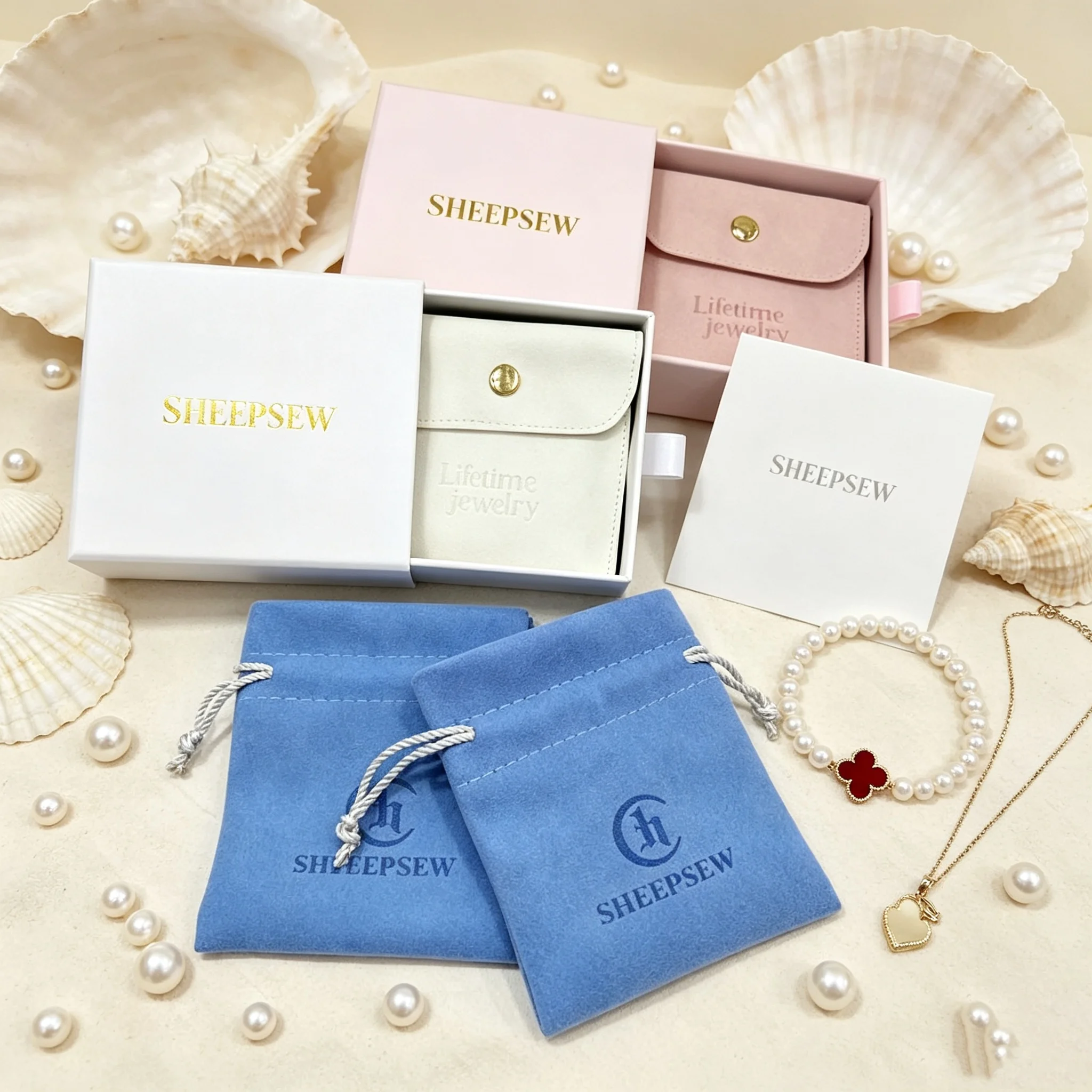 SheepSew Wholesale 300pcs Custom Logo Luxury Jewelry Packaging Boxes Matching Necklace Display Cards Bulk Fine Jewelry Storage G