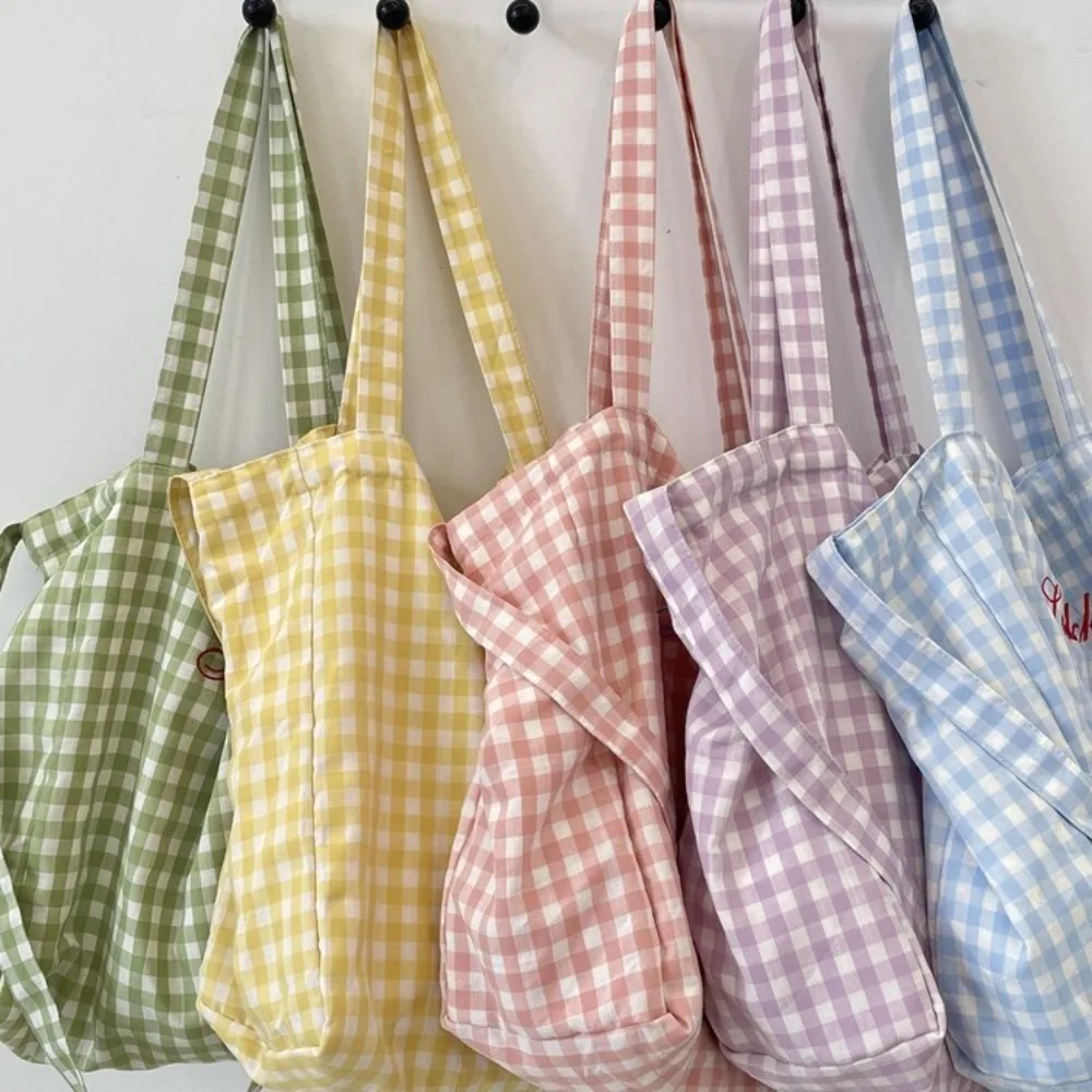 Large Capacity Crossbody Bag for Women Fashion Plaid Tote Bag Sweet Student Shoulder Bag