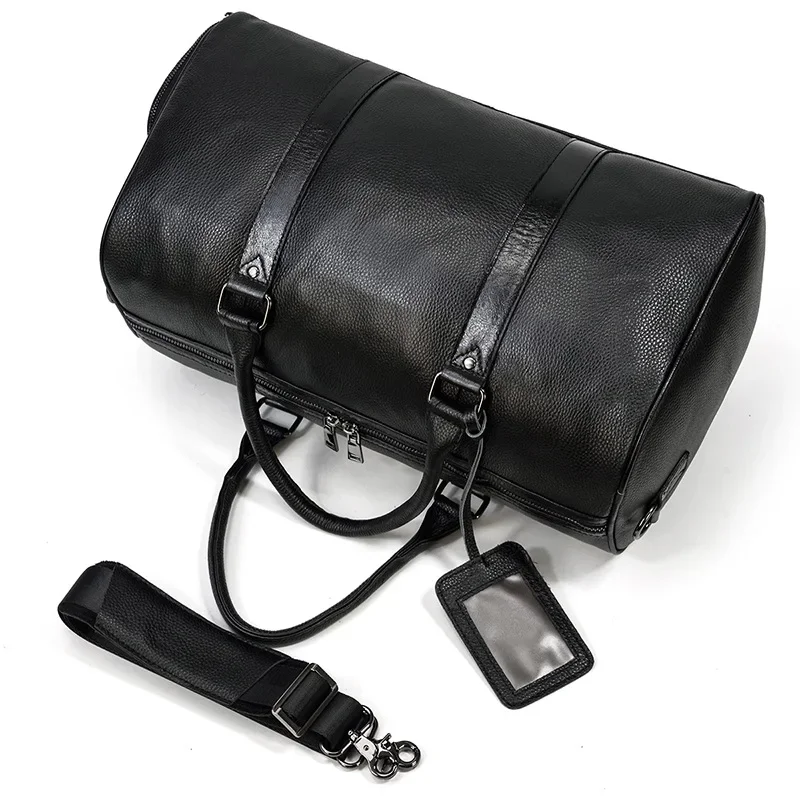 2027 New Cowhide Genuine Leather Travel Bags Luxury Men Large Capacity Portable Male Shoulder Bags Brand Vintage Travel Duffle