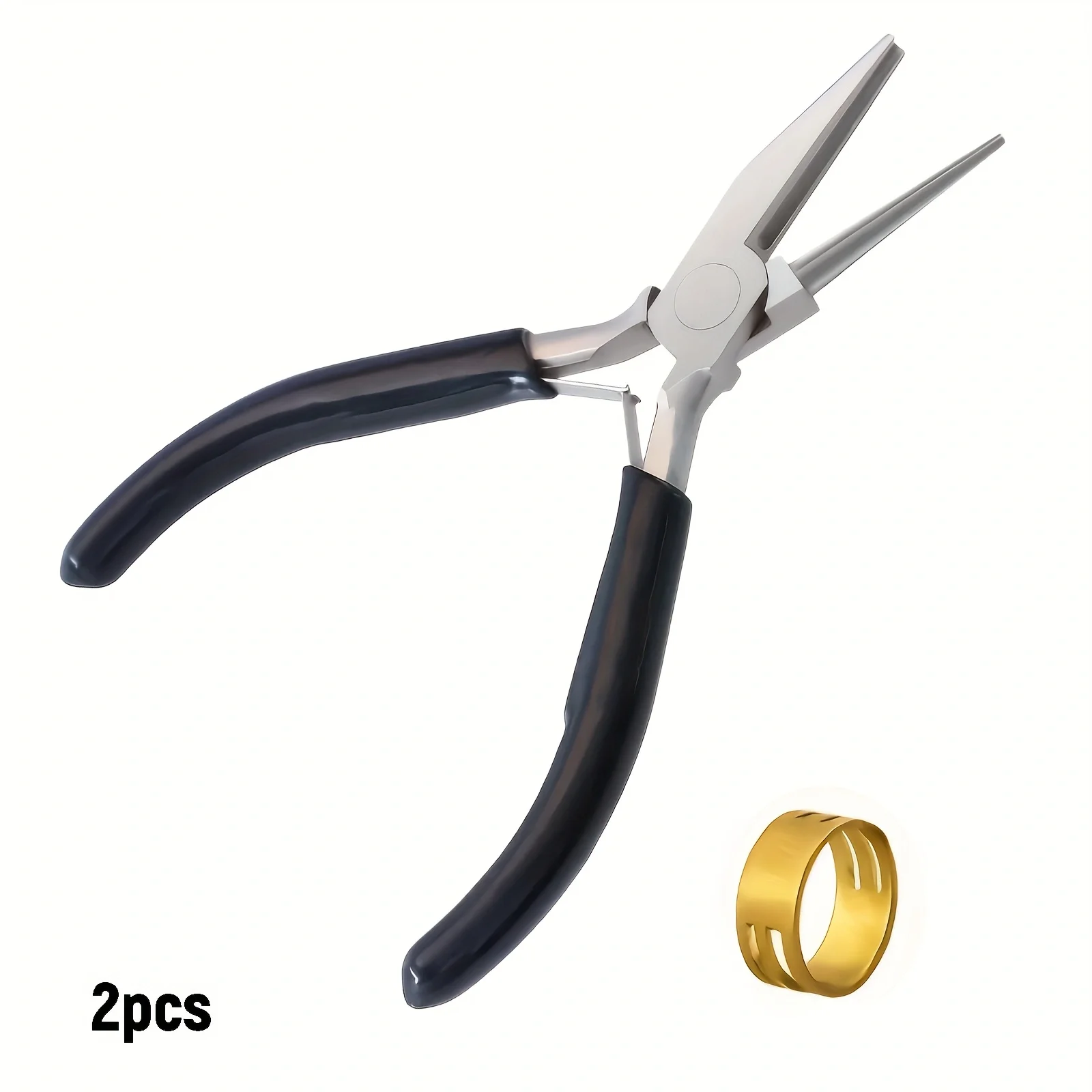 2/1pcs Black Pointed Nose Pliers and 1 Ring Half Groove Half Round Mouth Tool Pliers Can Be Used to Make Jewelry Accessories