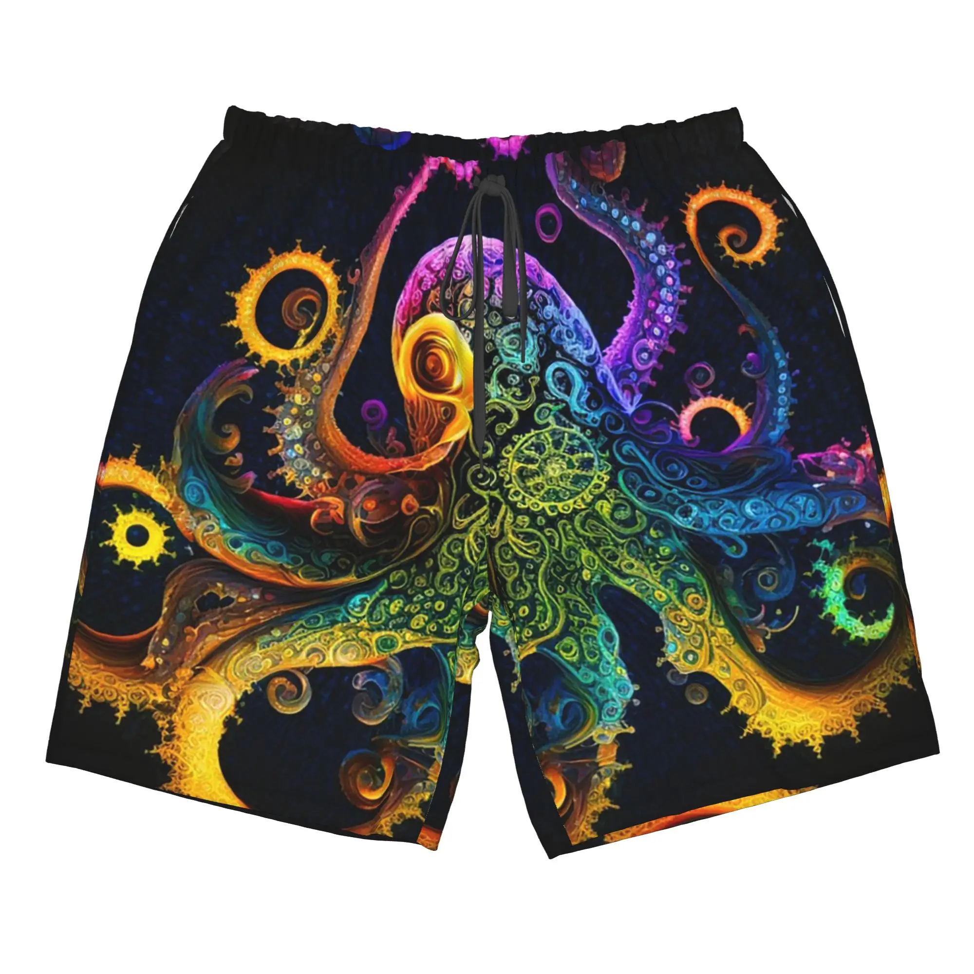 Colorful Psychedelic Octopus Print Trunks Beach Board Shorts Casual Quick Dry Swim Summer Men Pants