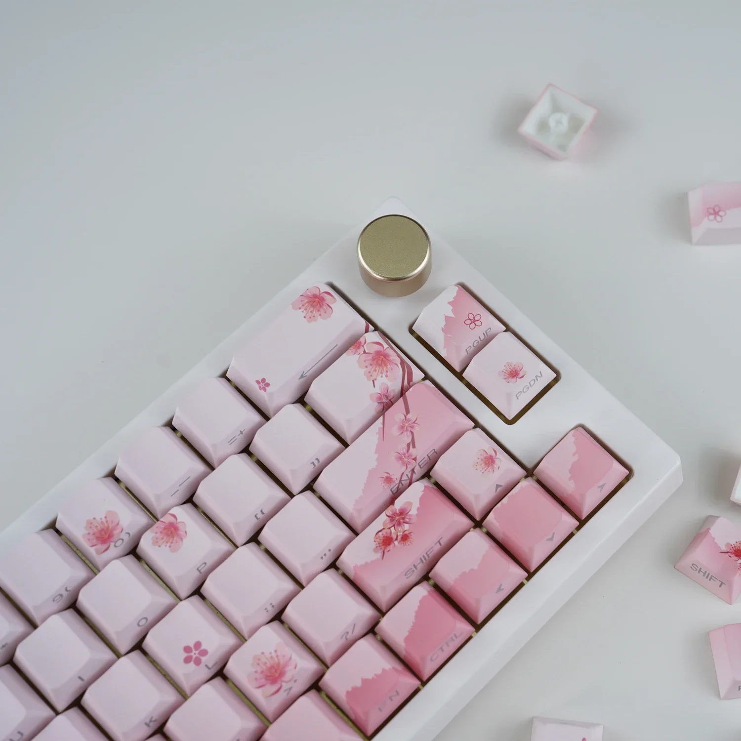 Custom Blossom Keycap Side Print Cherry Profile PBT Doubleshot Shine Through Mechanical Keyboard 127 Keys Keycaps Gift