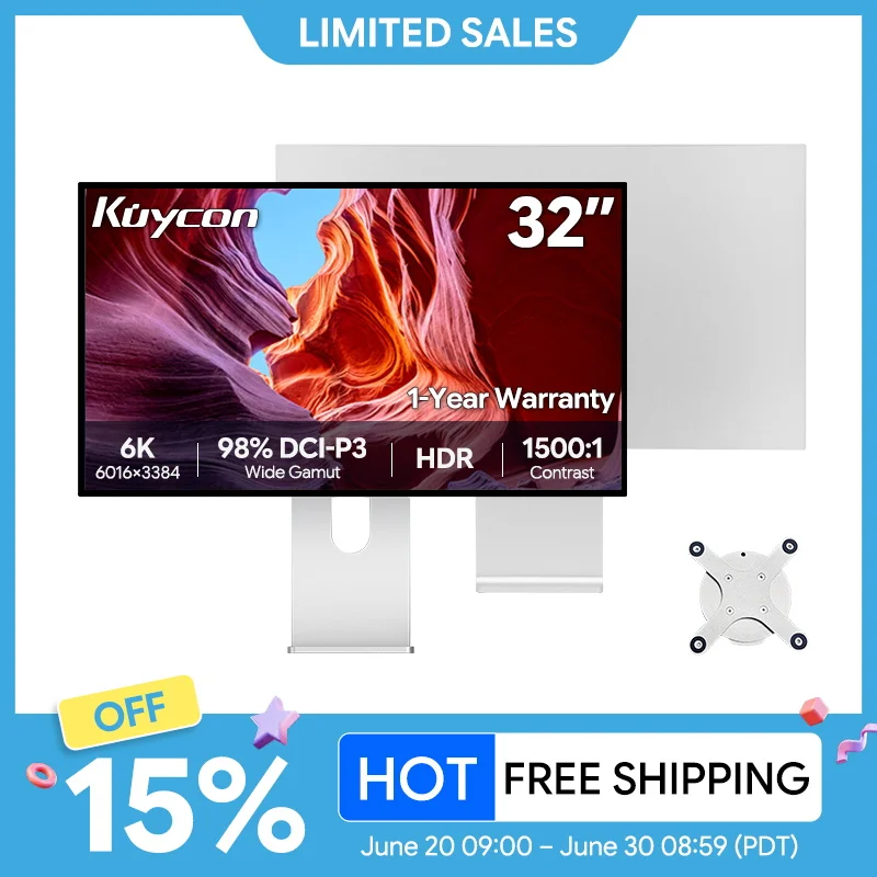 Kuycon G32X  32 Inch 6K Desktop Monitor 60Hz 99%sRGB PC Screen HDR600 Matte 500 Nit 10 Bit Gaming UHD 1500:1 Computer Screen