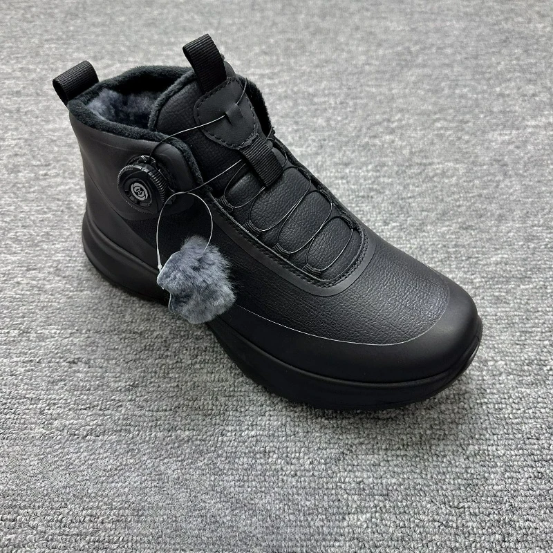Winter Warm Men Trekking Boots  Top Quality Leather Hiking Shoes Mens Anti Slip Outdoor Walking Shoe With Fur Hunting Shoes Man