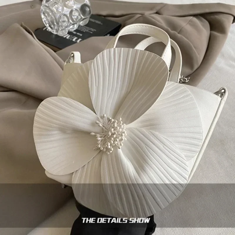 3D Floral Bucket Bag Creative Tote Bag Women Chain Shoulder Bag Handbag Fashion Evening Party Basket Crossbody Bag