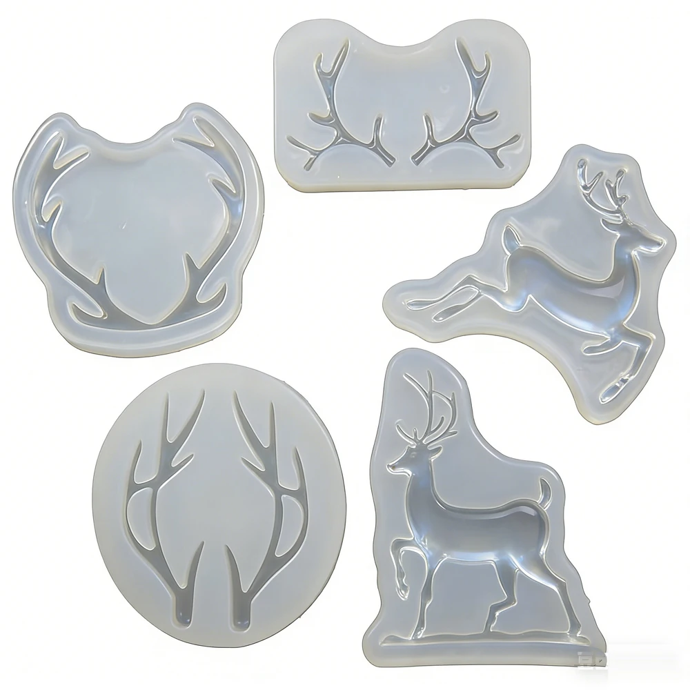 Xmas Deer and antlers Liquid silicone mold DIY resin jewelry pendant necklace pendant mold resin molds for jewelry making